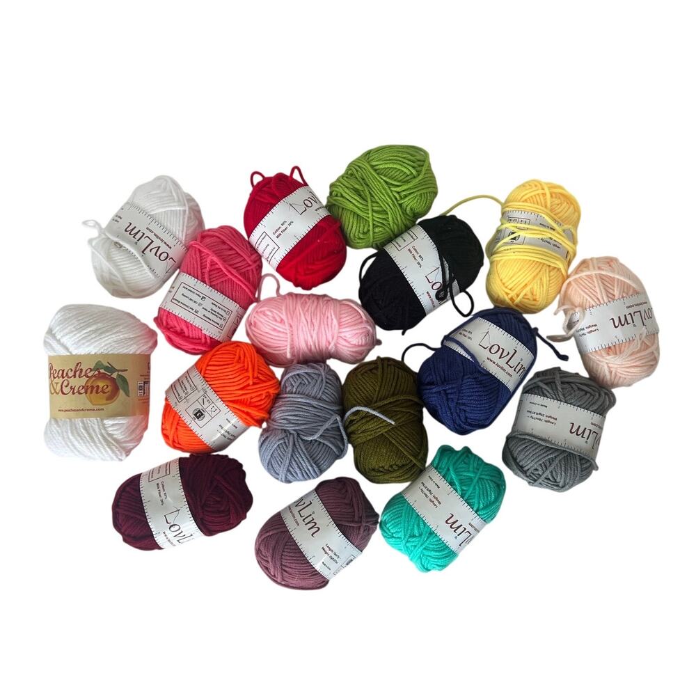 LovLim Cotton Yarn Lot 17 Mini Skeins Milk Cotton DK Amigurumi Crochet Craft